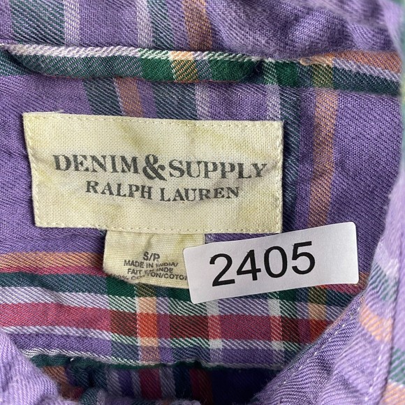 Denim & Supply Ralph Lauren Button Up Womens S Small Purple Plaid Short Sleeve - Picture 15 of 15
